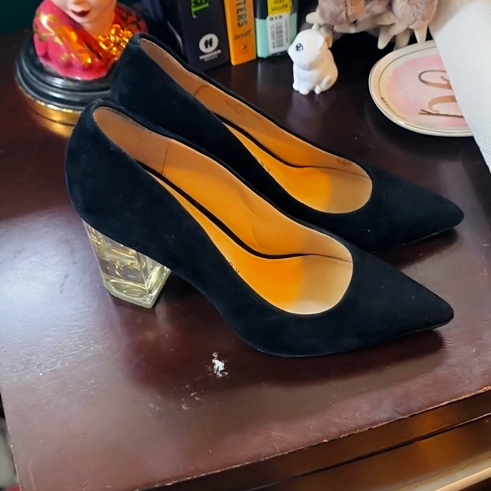 Katy Perry Black Velvet Star Clear Pumps